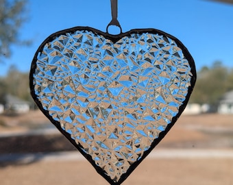 Stained Glass Heart Suncatcher,  3" 4" 5" Heart Ornament  Window Hanging Valentines Day Gift