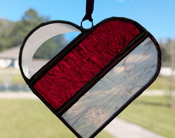 Stained Glass Heart Ornament: Colorful Window Suncatcher, Christmas Gift