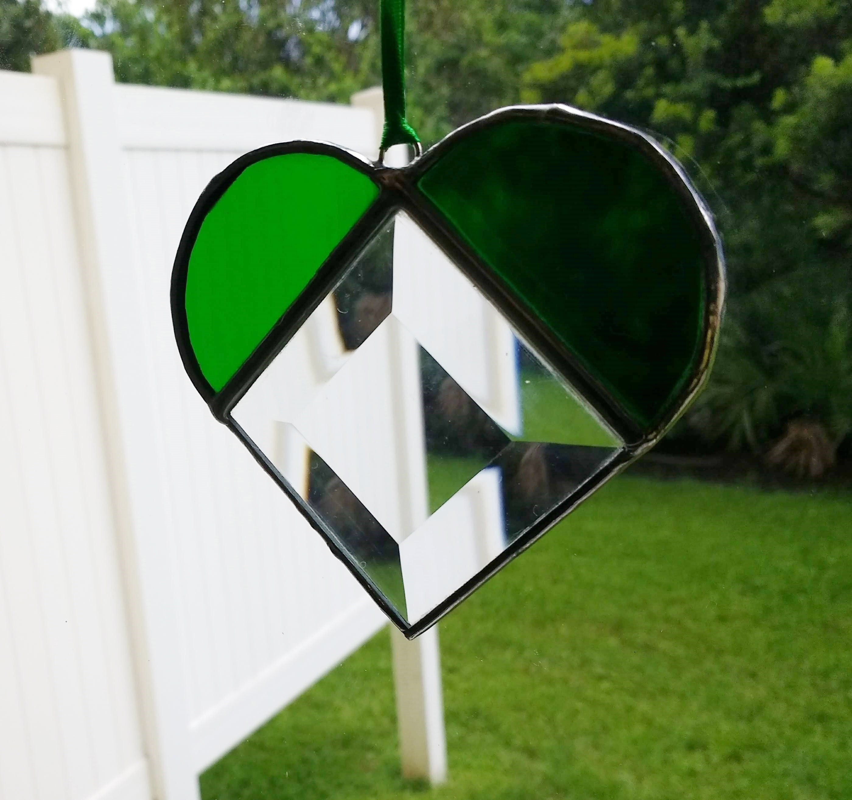 Stained Glass Heart Suncatcher, Red and Clear, Valentines Day Gift
