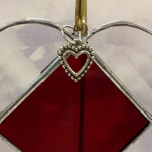Red Stained Glass Suncatcher, JANUARY Birthstone Heart, Garnet Birth Month Sun Catcher image 2