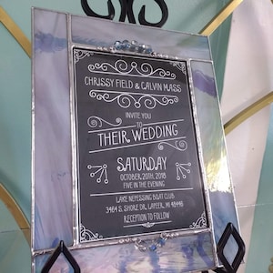 Stained Glass Wedding Invitation Keepsake Frame - Wedding or Anniversary Gift