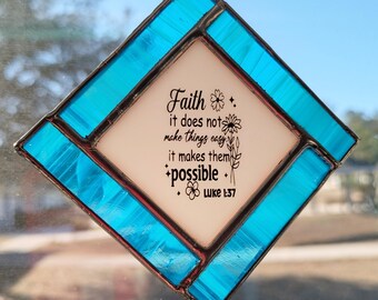 Blue Stained Glass Suncatcher or Magnet • Handmade Christian Gift