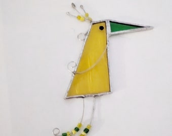 Stained Glass Bird Suncatcher: Personalized Color, Beaded Ornament