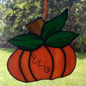 Stained Glass Pumpkin Suncatcher for Halloween and Thanksgiving