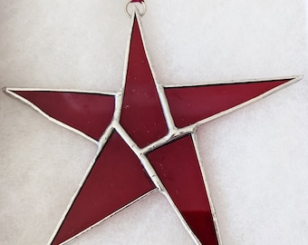 Witrażowy łapacz słońca w kształcie gwiazdy: patriotyczna dekoracja, wybierz kolor (5,25 cala)