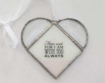 Stained Glass Heart Suncatcher: Inspirational Bible Verse Window Hanging