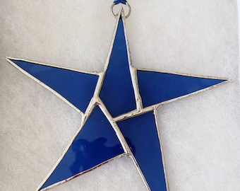 Star, Stained Glass Suncatcher, 5.25" Wishing Star, Stained Glass Decor, Patriotic Ornament, USA, Choose a Color