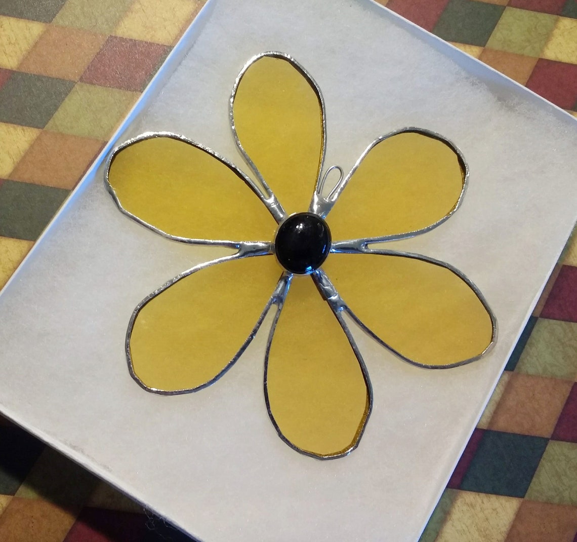 Yellow Daisy Suncatcher for Window Stained Glass Flower Etsy
