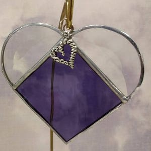 Stained Glass, FEBRUARY Birthstone, Purple Heart Suncatcher, Wedding Month  Bridesmaid Gift, Best Friend Gift