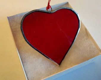 Stained Glass Heart Suncatcher, Choose A Color and A Charm, Heart Ornament or Window Hanging