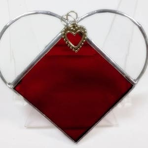 Red Stained Glass Suncatcher, JANUARY Birthstone Heart, Garnet Birth Month Sun Catcher image 3