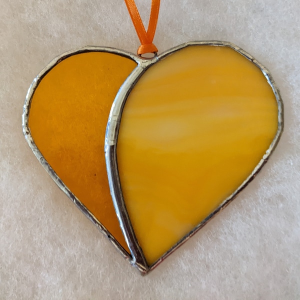 Custom Two Color Suncatcher ~ Choose Your Colors ~ Two Tone Heart ~ Choose A Free Charm ~ 3.5 Inches