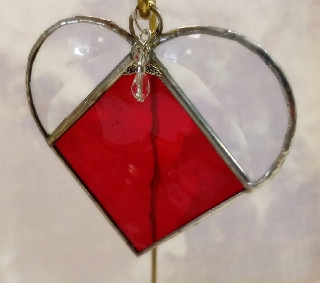 Ruby Red Stained Glass Heart Suncatcher: July Birthstone Gift - Etsy