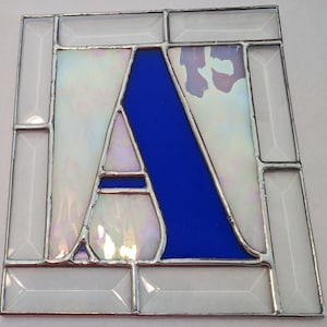 Personalized Gift, Stained Glass, Choose Your Letter , Suncatcher, 7 Inches Square, Choose Your Colors, Wedding Gift, Custom Initial