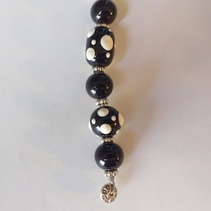 Beaded Ceiling Fan Pull, Light Pull, Black and White Fan Pull, Chain Accessories, Housewarming Gift