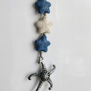 Nautical Lava Stone Bead Ceiling Fan Pull, Sea Star Light Pull, Chain Accessories, Coastal Home  Decor  Pull Chain, Housewarming Gift Decor