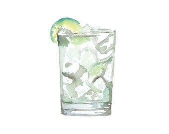 Wodka Soda Gin und Tonic Aquarell Download