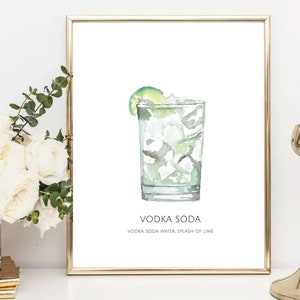 Vodka Soda Gin & Tonic Watercolor Print