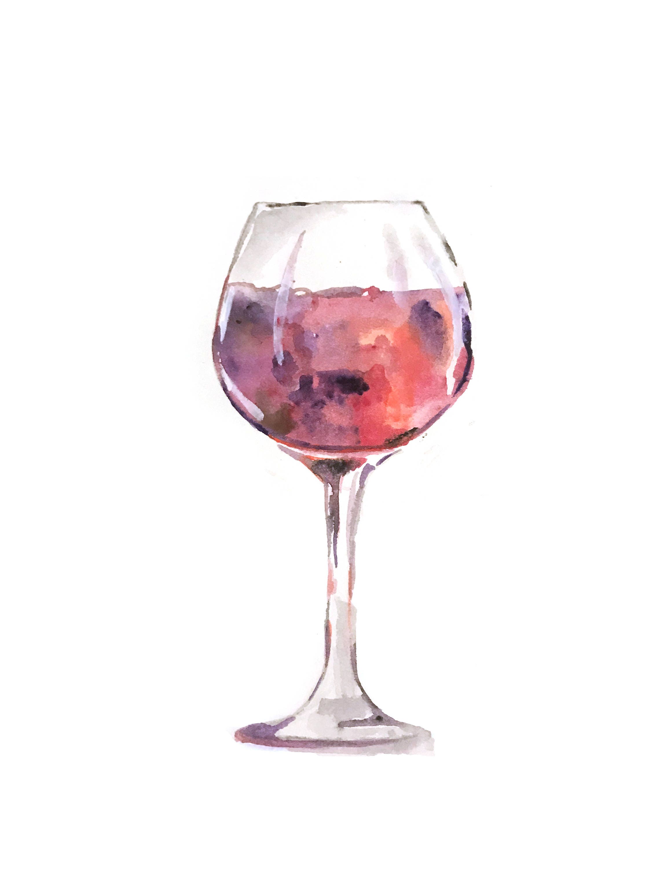 Red Wine Watercolor Print Etsy