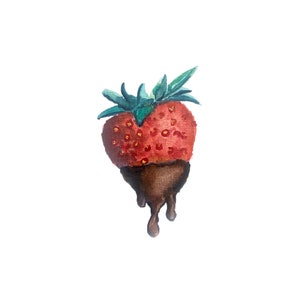 Chocolate-covered Strawberry Watercolor Digital Download