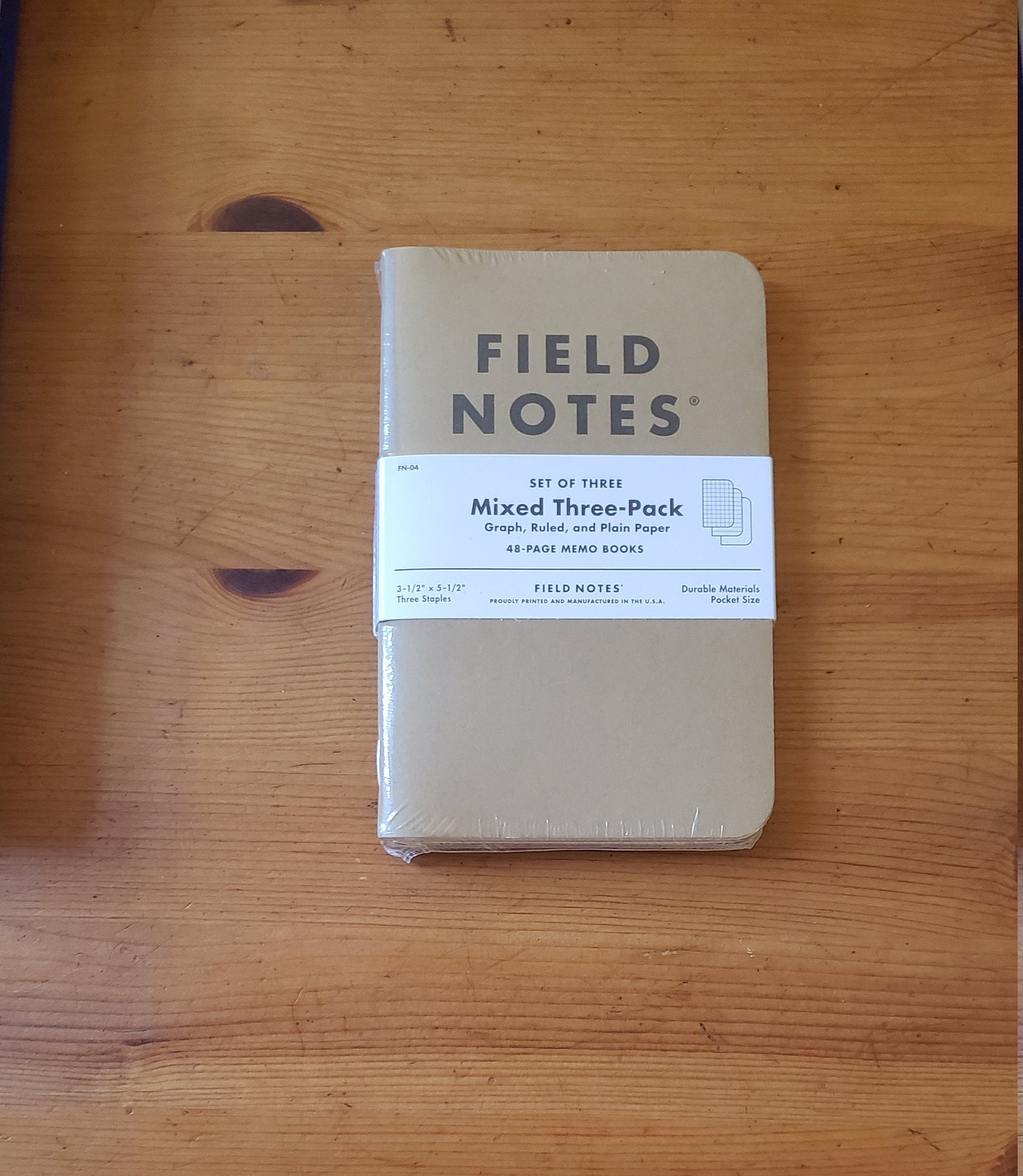3.5/"x5.5/" Wood Field Notebook Pack of 5 Graph