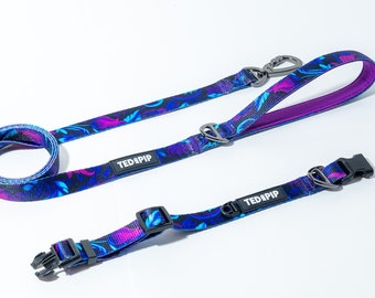 Purple Flower Dog Collar and Lead Set – Ted & Pip Designer Pet Lead