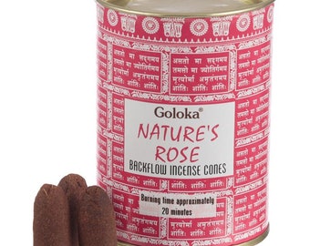 Natures Rose Backflow Incense Cones - Goloka Vegan/Natural Backflow Incense Burner Cones