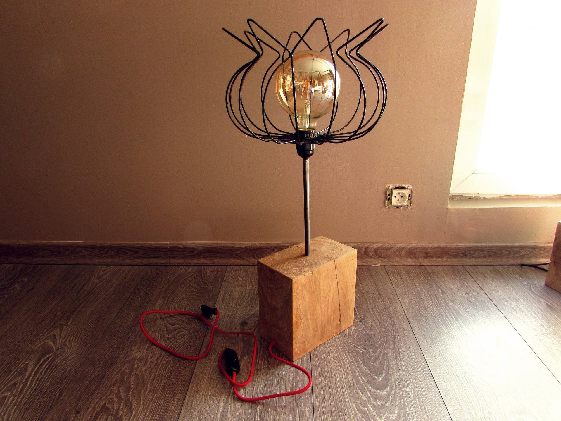 Base De Lampe Rechargeable En Bois Sans Fil Pour Abat-jour