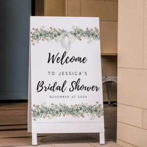 Welcome Bridal Shower Sign Matching Flower Bar Sign