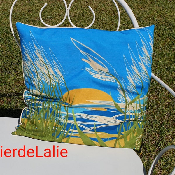 Housse de coussin fait main tissu canvas, motifs "bord de mer"