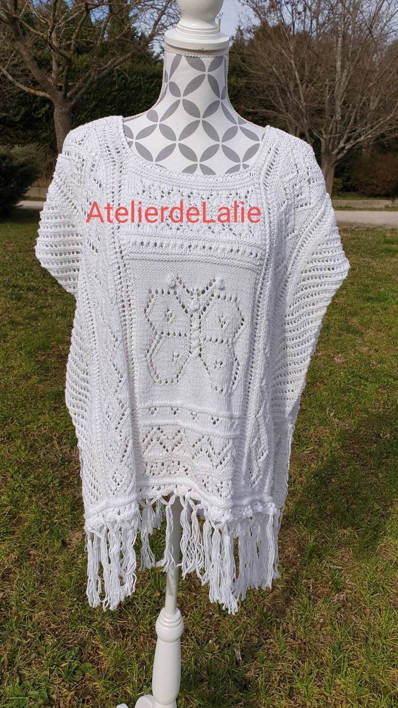 Poncho bébé tricoté main de 3 mois à 2 ans