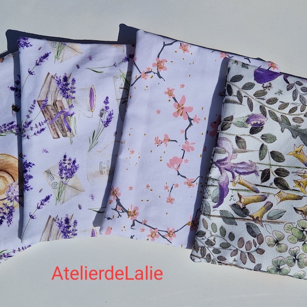 Trousses fait main en tissu coton épais motif fleurs de lavande