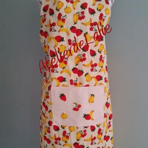 Apron and / or 2 handmade manics in reinforced cotton fruit patterns / unique model