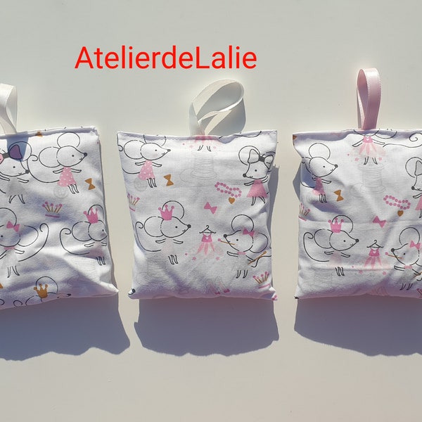 2 sachets of handmade lavender pattern "little mice"