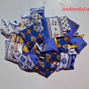 Blue lavender bags, in Provençal fabric, Oeko-Tex