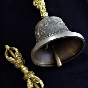 Tibetan yoga 7 inch tall bell and vajra.