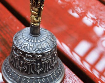 Tibetan ritual yoga bell with phurba.