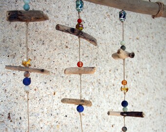 Minimalist mobile in driftwood and pearls