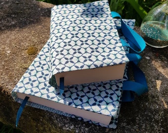 Fabric book cover with flowers for large book