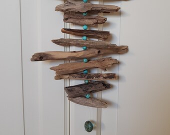 Driftwood mobile with Murano glass beads and turquoise beads, Garland, Hanging decoration