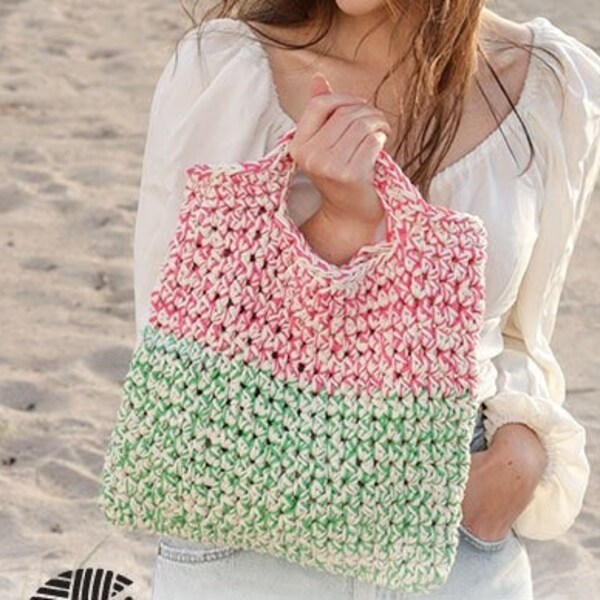 Sac girly au crochet menthe à l'eau et grenadine