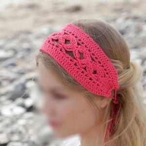 Crochet hair band different colors for women Corail