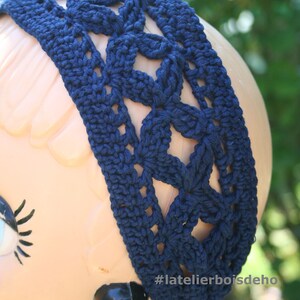 Crochet hair band different colors for women Bleu marine