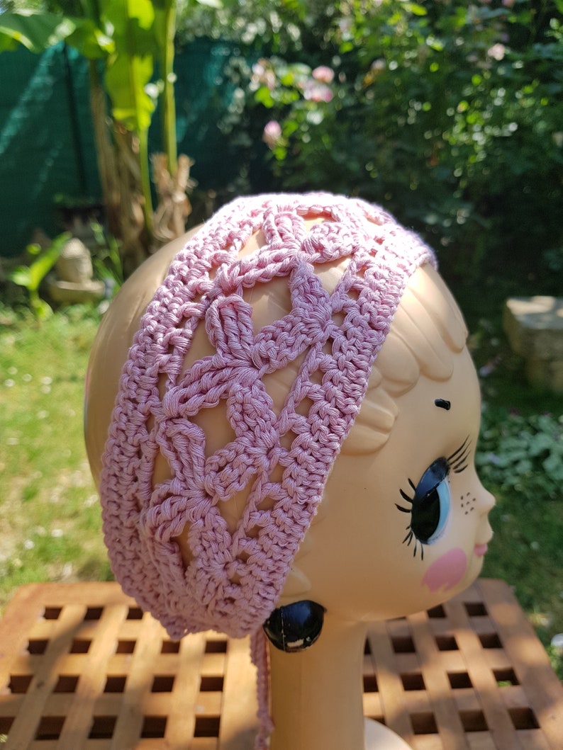 Crochet hair band different colors for women Rose désert