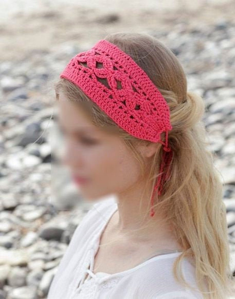 Crochet hair band different colors for women Corail