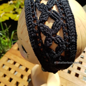 Crochet hair band different colors for women Black