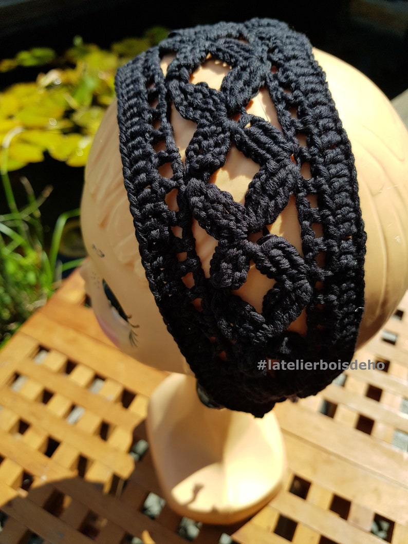 Crochet hair band different colors for women Black