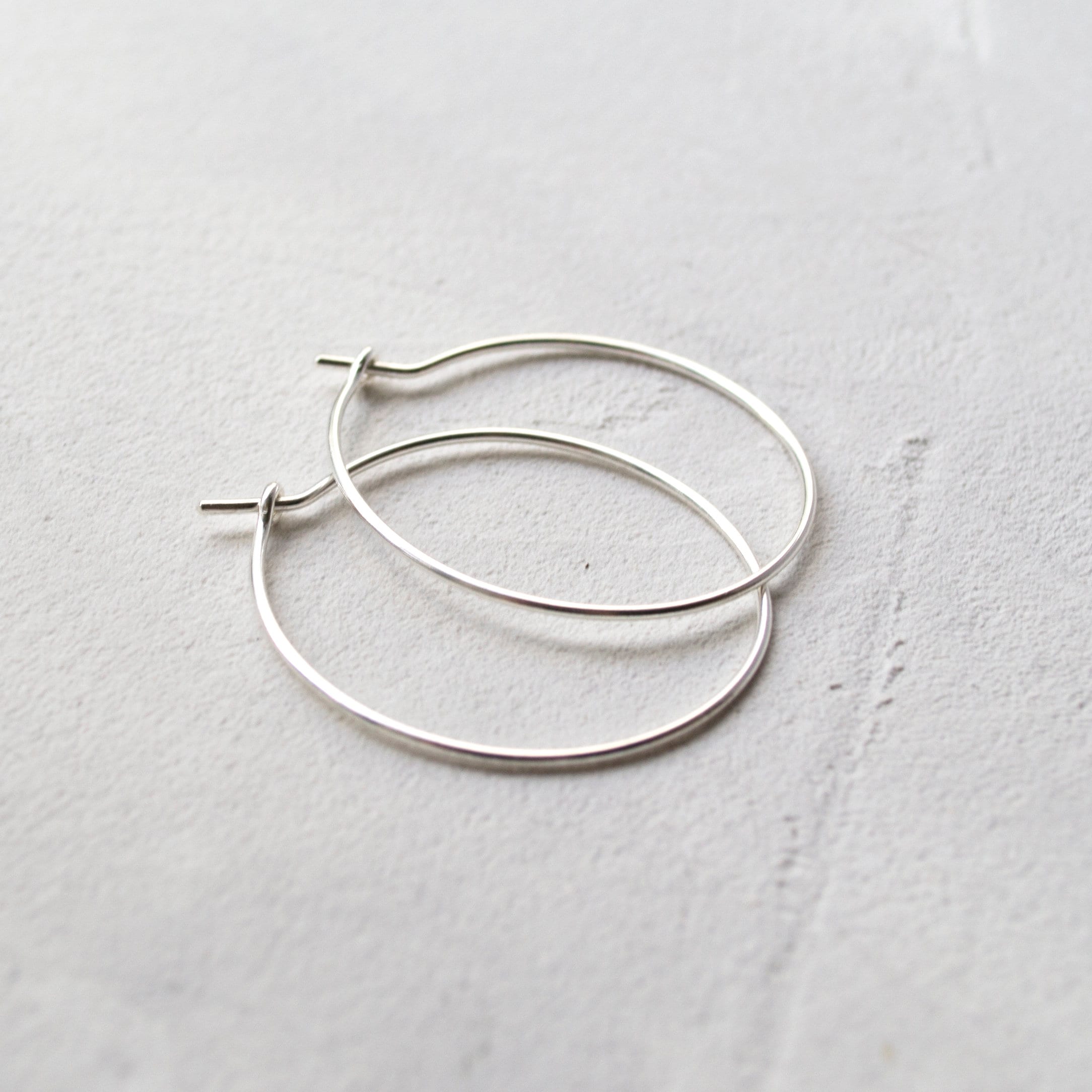 Thin hoop earrings Sterling silver hoops 1 inch hoop Etsy