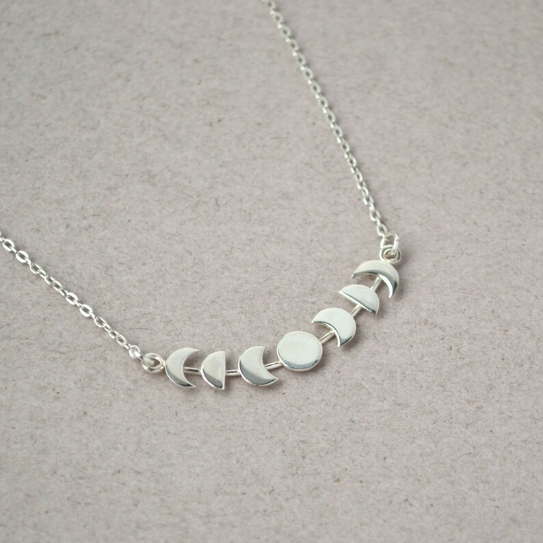 Moon phase necklace Sterling silver moon choker Moonphase Etsy