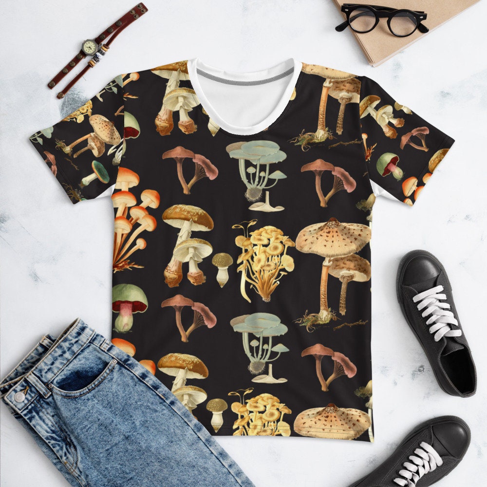 Women's T-shirt with vintage mushroom print | Etsy